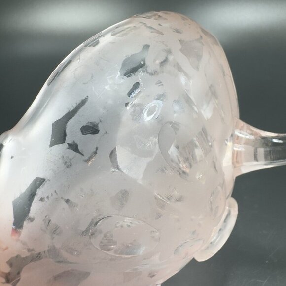 1930s Fenton Ming Pink Glass Rose Bowl Dish Etched 3 Footed Bowl Frosted Finish - Picture 7 of 15